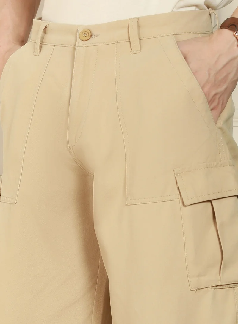 Dennis Lingo Light Khaki Cargo Trouser for Men - Relaxed Fit, Trendy