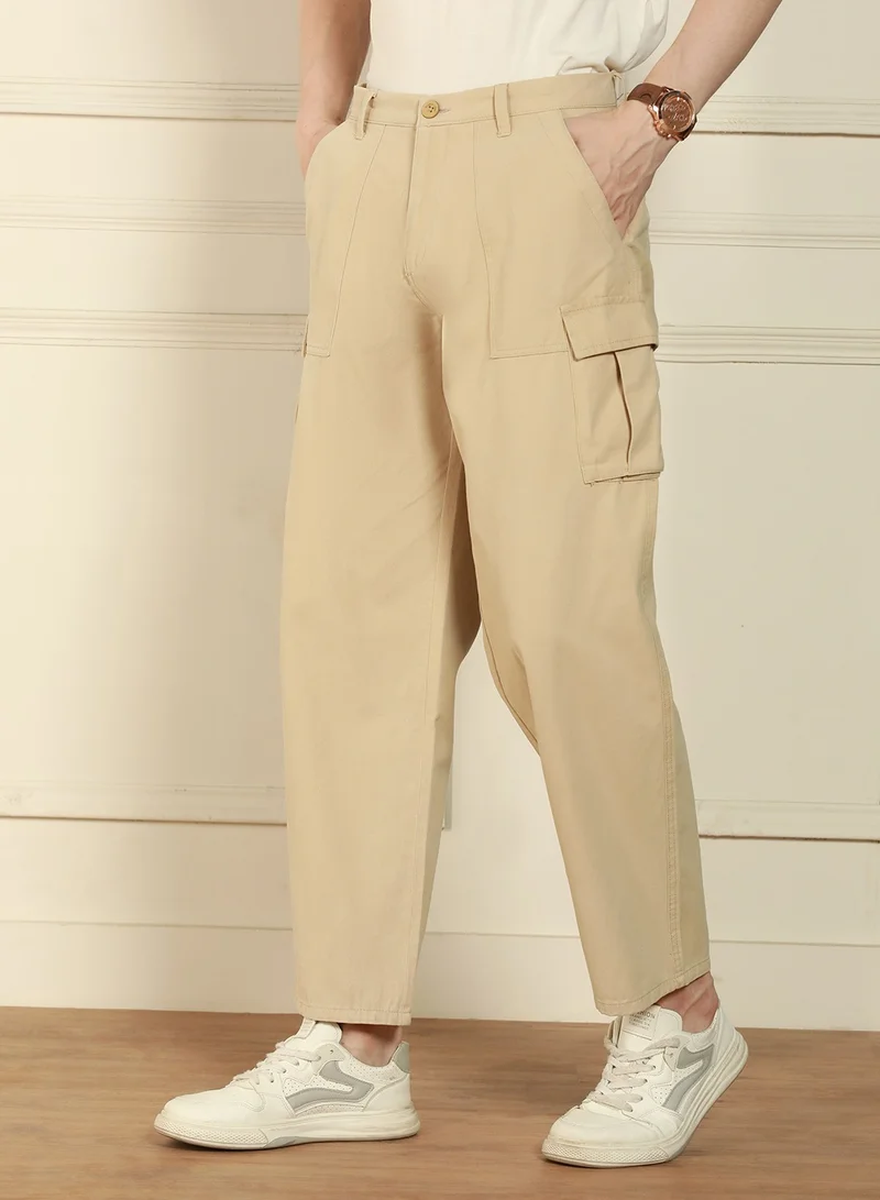 Dennis Lingo Light Khaki Cargo Trouser for Men - Relaxed Fit, Trendy