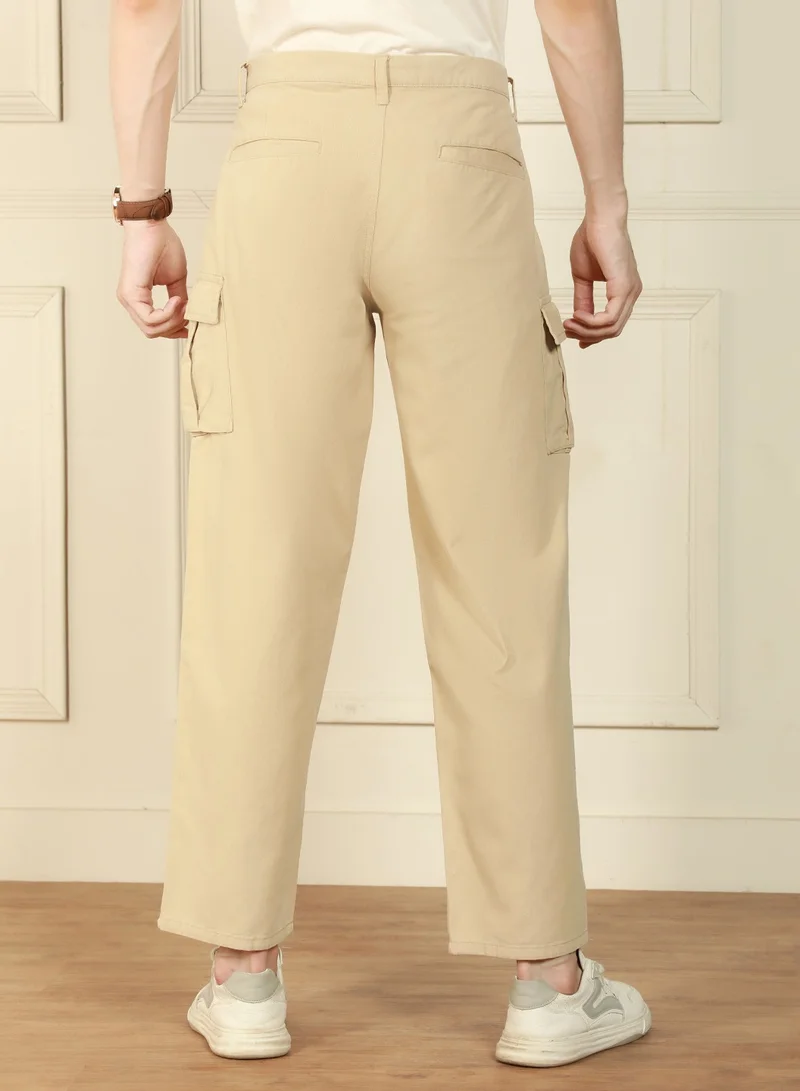 Dennis Lingo Light Khaki Cargo Trouser for Men - Relaxed Fit, Trendy