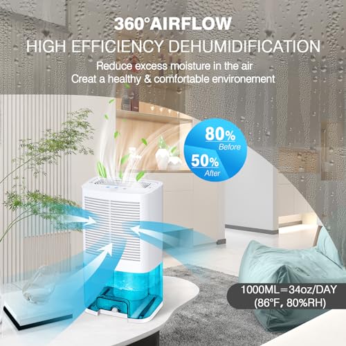 Levoair Dehumidifier 68oz(2000ml) Small Dehumidifier with Drain Hose for Up to 650 sq.ft Ultra Quiet Mini Portable Air for Home Basements Bathroom Bedroom Closet Kitchen RV - Image 2