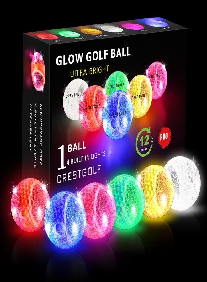 Crestgolf Flashing Glowing Golf Ball,Night Glow Flash Light up LED Golf Ball,six color for your choice(6 pack) - Image 1