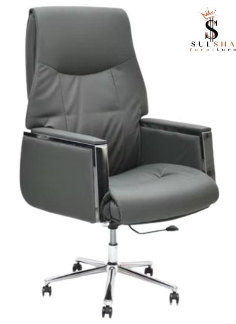Boss Executive Office Chair Steel Structure PU Leather 360° Swivel Desk Gaming Chair High Back & Adjustable Height Computer Table Chair, Soft Foam Gaming Study Chair Lumbar Suppor