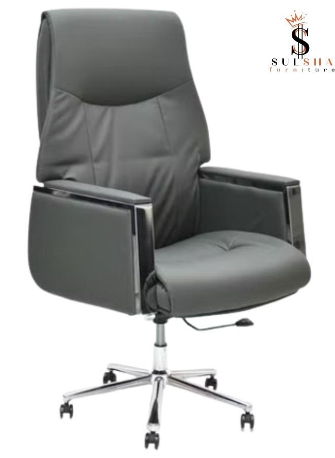 SULSHA - Boss Executive Office Chair Steel Structure PU Leather 360° Swivel Desk Gaming Chair High Back & Adjustable Height Computer Table Chair, Soft Foam Gaming Study Chair Lumbar Suppor - Image 1