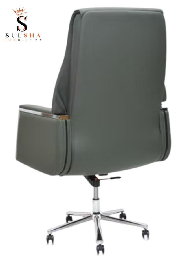 SULSHA - Boss Executive Office Chair Steel Structure PU Leather 360° Swivel Desk Gaming Chair High Back & Adjustable Height Computer Table Chair, Soft Foam Gaming Study Chair Lumbar Suppor - Image 1