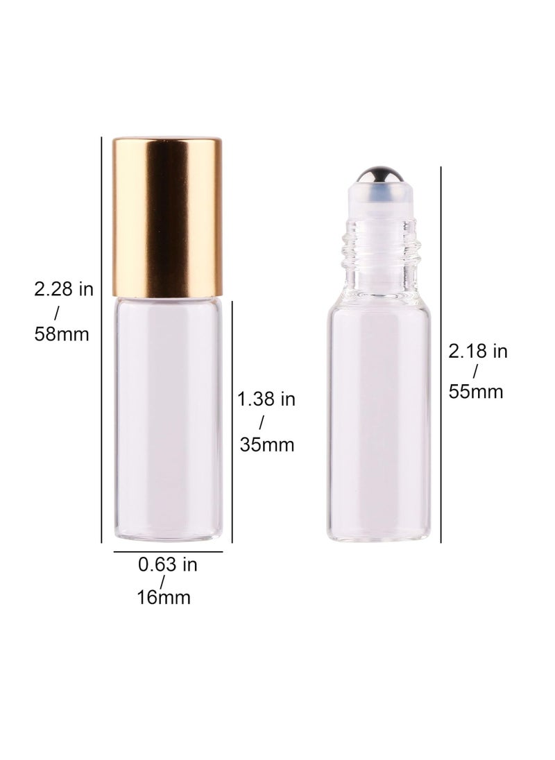 MaxMau Roller Bottles for Essential Oils, 24pcs 5ml Roll on Bottle Clear Glass Sample Test Refillable with Opener Funnel Dropper Golden Cap For Home Travel - pzsku/Z4663961EACCE337B7E02Z/45/_/1736519452/c8145251-39db-4b91-95bb-bc4459dff0ca