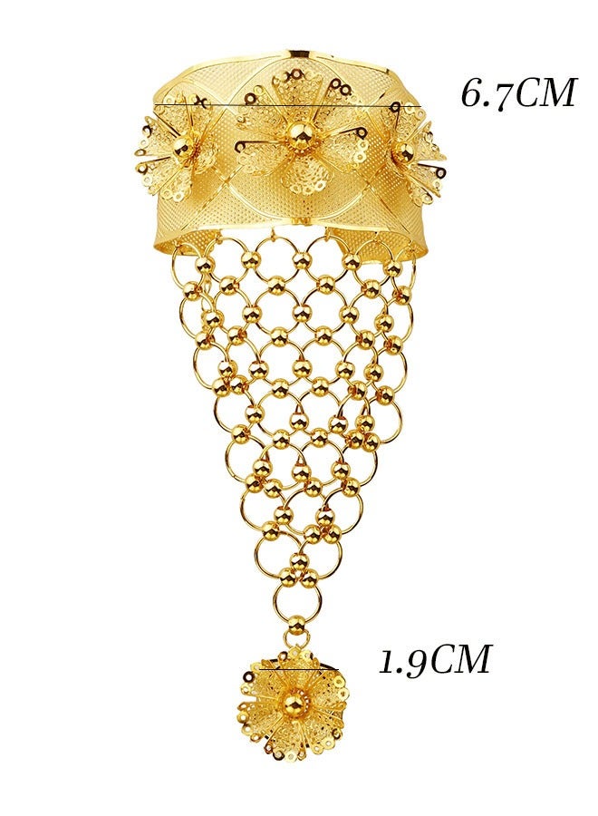 Two Piece Copper Gold Plated Cut-Out Flower Bracelet Ring Dubai Women's Bridal Wedding Jewelry