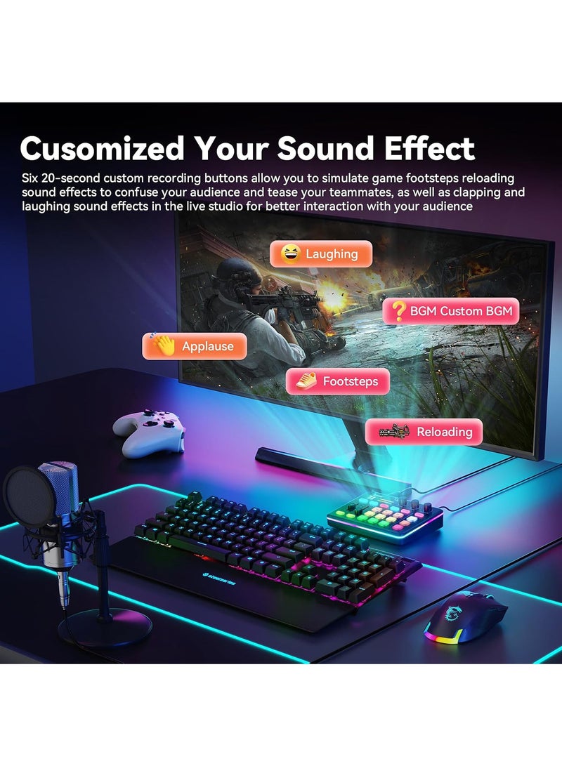 مي فازا خلاط صوت للألعاب - بطاقة صوت مع ميكروفون XLR/TRS، طاقة فانتوم 48 فولت، مغير صوت، تقليل الضوضاء - خلاط دي جي - خلاط صوت للبث المباشر، التدوين الصوتي، التسجيل، الغناء، الألعاب، تيك توك، يوتيوب، الكمبيوتر الشخصي، الكمبيوتر - Image 4