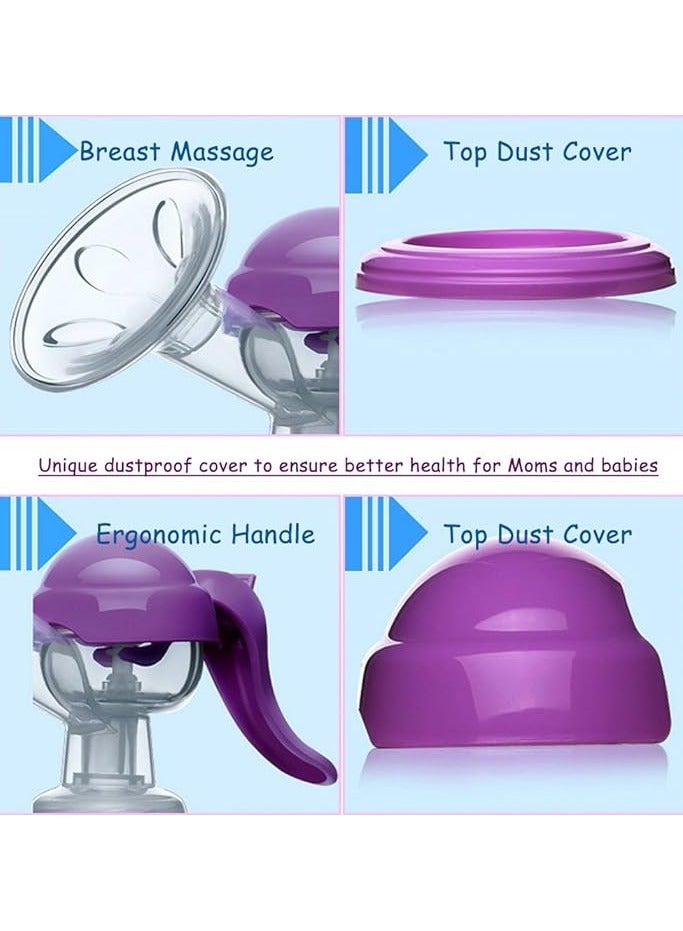 Manual Breast Pump - Silicone Hand Pump Breastfeeding Food Grade BPA-Free Milk Breastpump with Lid - Portable Milk Collector for Baby Breast Feeding - Image 4