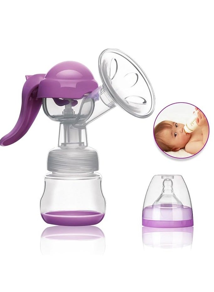 Manual Breast Pump - Silicone Hand Pump Breastfeeding Food Grade BPA-Free Milk Breastpump with Lid - Portable Milk Collector for Baby Breast Feeding - Image 1
