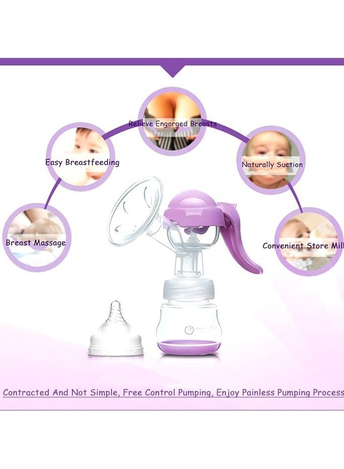Manual Breast Pump - Silicone Hand Pump Breastfeeding Food Grade BPA-Free Milk Breastpump with Lid - Portable Milk Collector for Baby Breast Feeding - Image 5