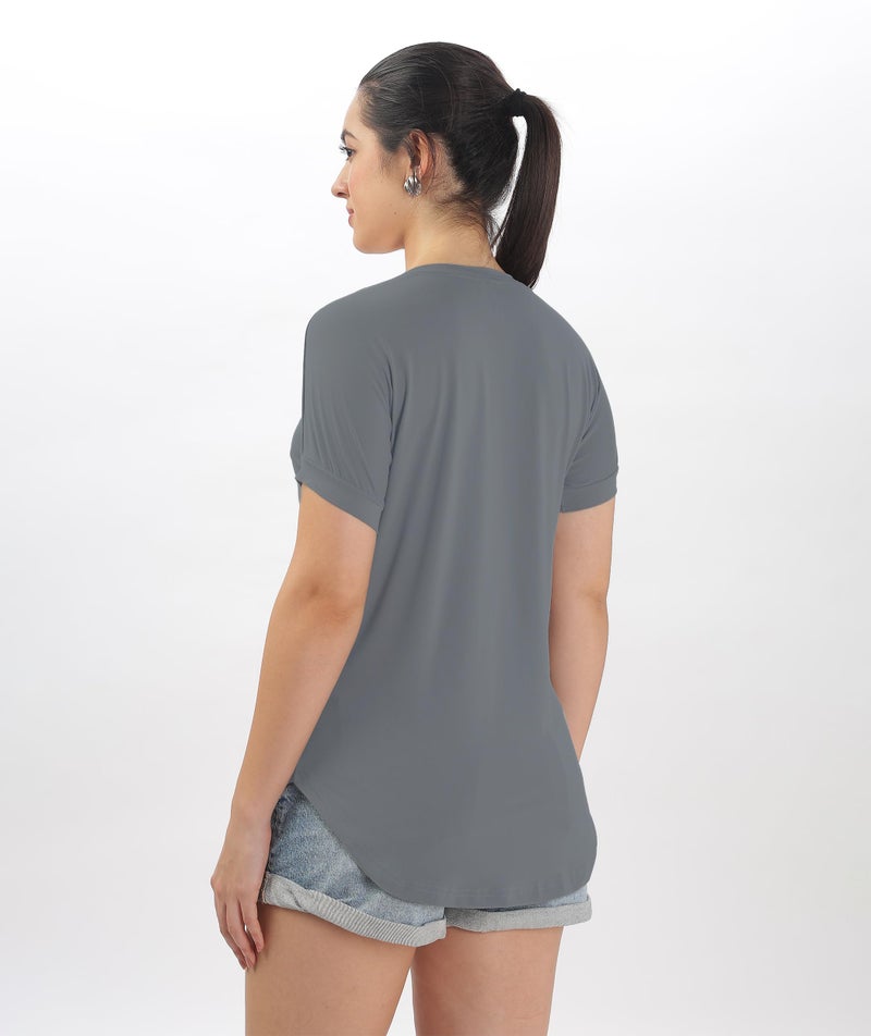 SHODOX® Women's Cotton Blend Solid Regular fit Round Neck Short Sleeve T-Shirt (Pack of 1) - Image 2