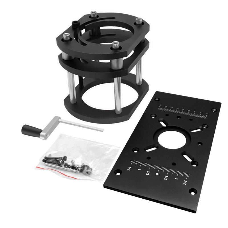 Router Table Insert Plate: Black Hard Aluminum Alloy CNC Processed - 51 Mm Lifting Height Stainless Steel Rust-Proof Support Rod Router Table Panel for Woodworking Workbenches Inverted Electric Millin - Image 1