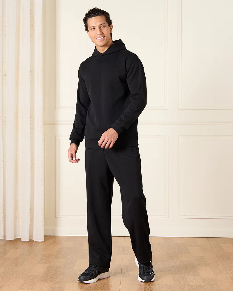 Redtag Men Black Lounge Hoodie Sweatshirt