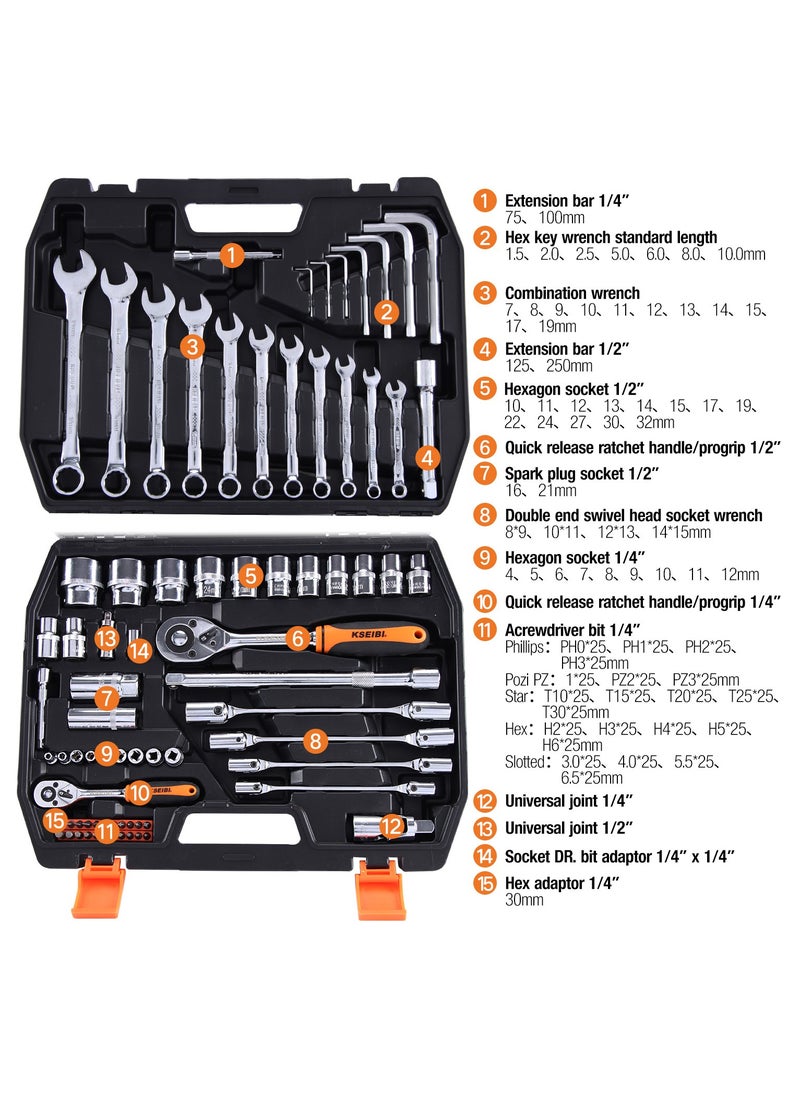 KSEIBI Hexagon Sockets and Wrenches Set, "77-Pc, Crv Material, Versatile Tools, for Mechanical, Automotive, Construction, and Diy Projects, Assembly and Disassembly, Construction and Carpentry.  - Image 3