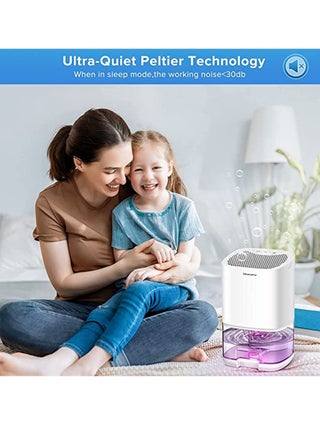 Home Dehumidifier 1000ML Dehumidifier for 2500 cu ft (260 sq ft) Two Working Modes and 7 Color LED Lights Silent Portable Mini Dehumidifier for Basement Bedroom Bathroom Cabinet RV (White) - view 2