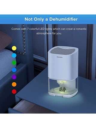 Home Dehumidifier 1000ML Dehumidifier for 2500 cu ft (260 sq ft) Two Working Modes and 7 Color LED Lights Silent Portable Mini Dehumidifier for Basement Bedroom Bathroom Cabinet RV (White) - view 3