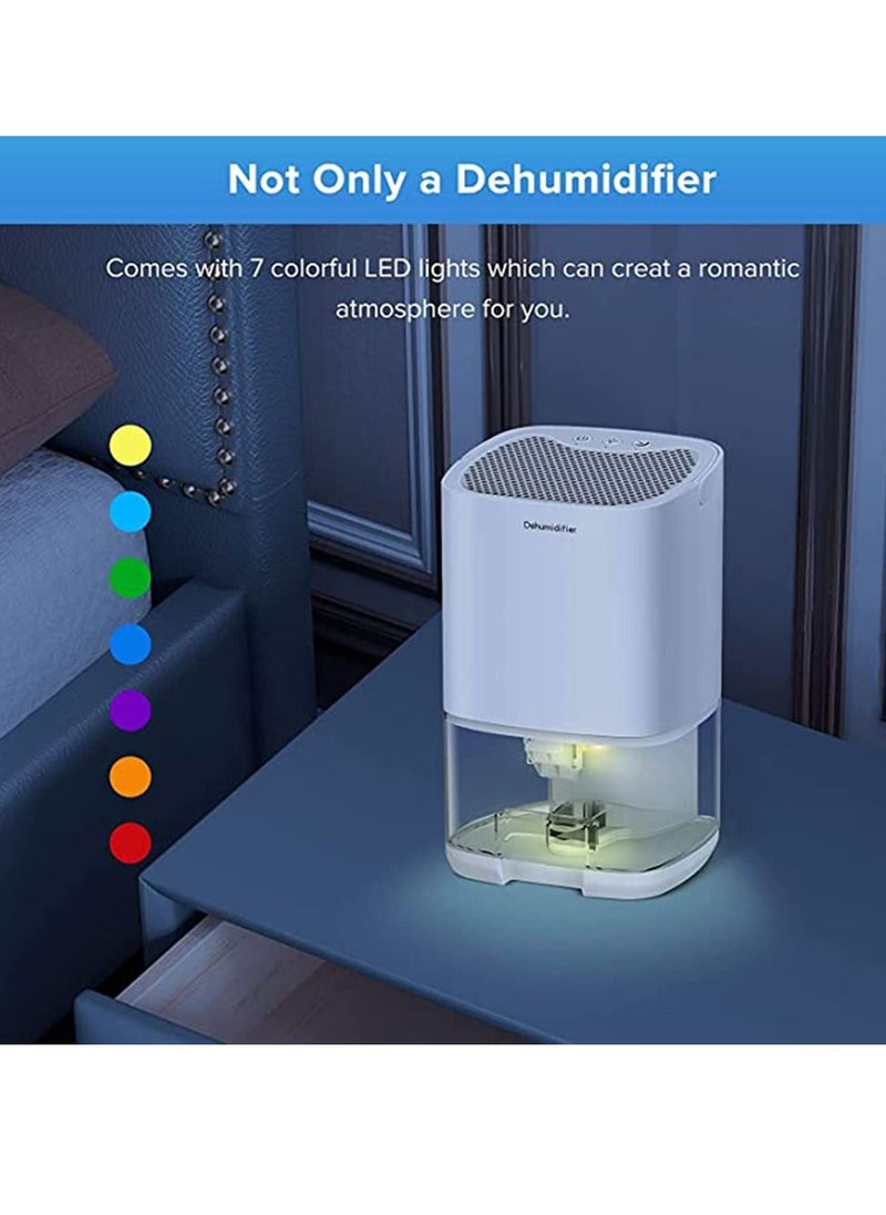 Arabest Home Dehumidifier 1000ML Dehumidifier for 2500 cu ft (260 sq ft) Two Working Modes and 7 Color LED Lights Silent Portable Mini Dehumidifier for Basement Bedroom Bathroom Cabinet RV (White)  - Image 3