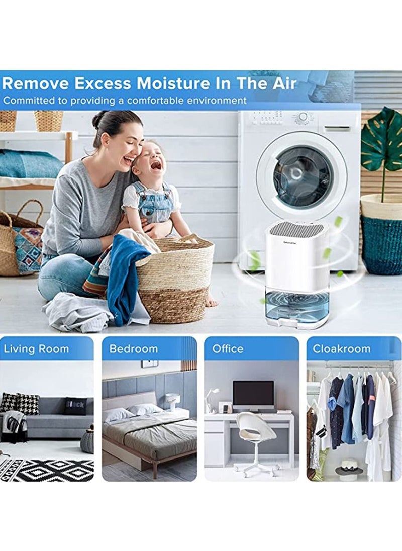 Arabest - Home Dehumidifier 1000ML Dehumidifier for 2500 cu ft (260 sq ft) Two Working Modes and 7 Color LED Lights Silent Portable Mini Dehumidifier for Basement Bedroom Bathroom Cabinet RV (White) - Image 1