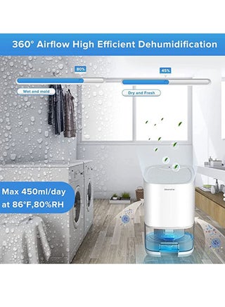 Home Dehumidifier 1000ML Dehumidifier for 2500 cu ft (260 sq ft) Two Working Modes and 7 Color LED Lights Silent Portable Mini Dehumidifier for Basement Bedroom Bathroom Cabinet RV (White) - view 5