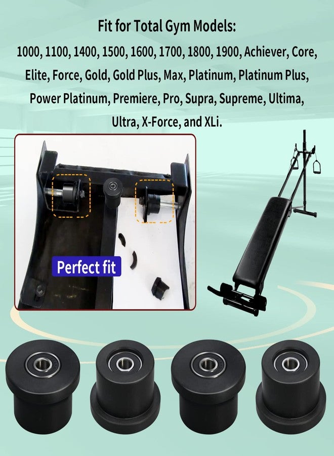 Vsttar Qty.4 Machined Wheels/Rollers Compatible Total Gym Replacement, Fits Models 1000,1100,1400,1500,1600,1700,1800,1900,Achiever,Force,Gold,Max,Platinum,Platinum Plus,Pro,Supra,Supreme,Ultima,Ultra,XLI - Image 3