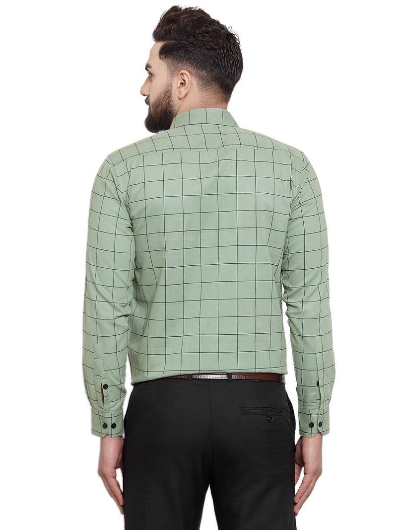 Indian Needle JAINISH Men's Formal Cotton Checkered Shirt with Long Sleeves - Image 2