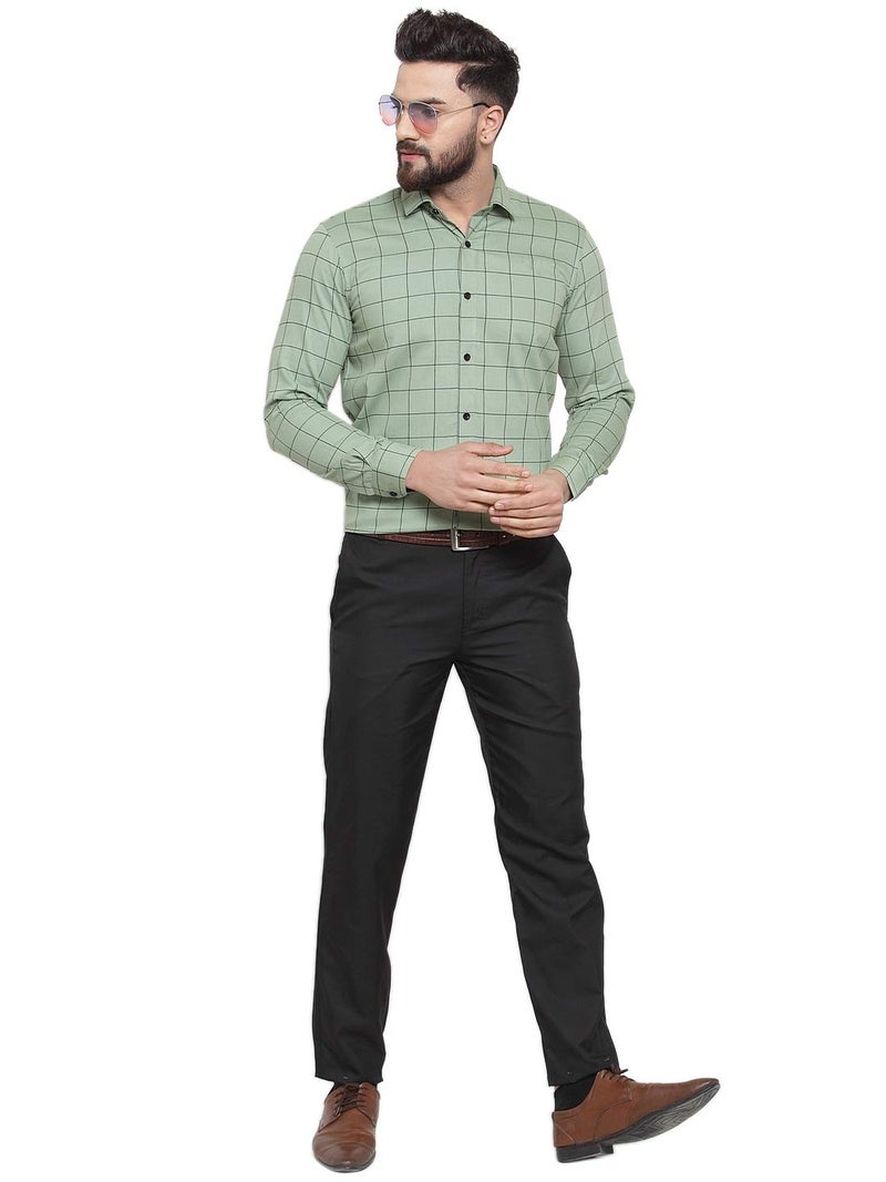 Indian Needle JAINISH Men's Formal Cotton Checkered Shirt with Long Sleeves - Image 4