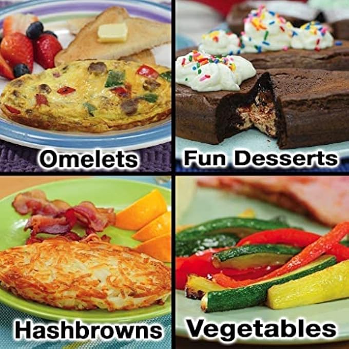ريد كوبر مقلاة عجة ريد كوبر 5Minute Chef غير لاصقة لتحضير عجة البيض، والتي ستطهو البانيني والفطائر ووجباتك المفضلة في 5 دقائق أو أقل، سهلة التنظيف وشواية - Image 3