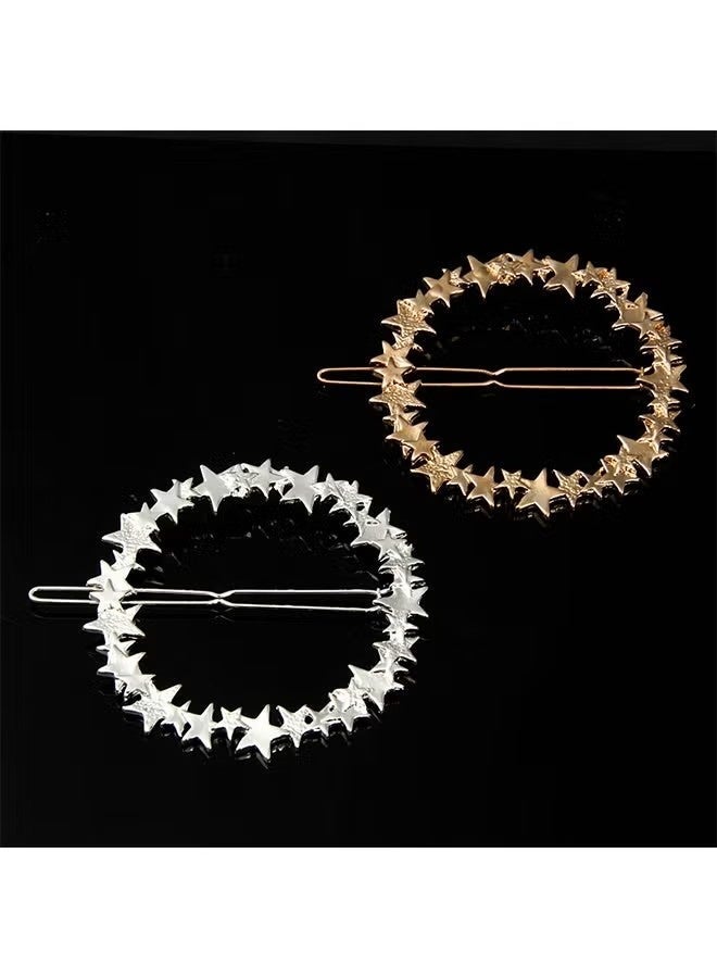 2 Pcs Minimalist Hair Clip For Women And Girls, Newly designed Geometric Metal Hair Clip Bobby Pin Ponytail Holder Hair Accessories(Gold & Silver) - Image 3