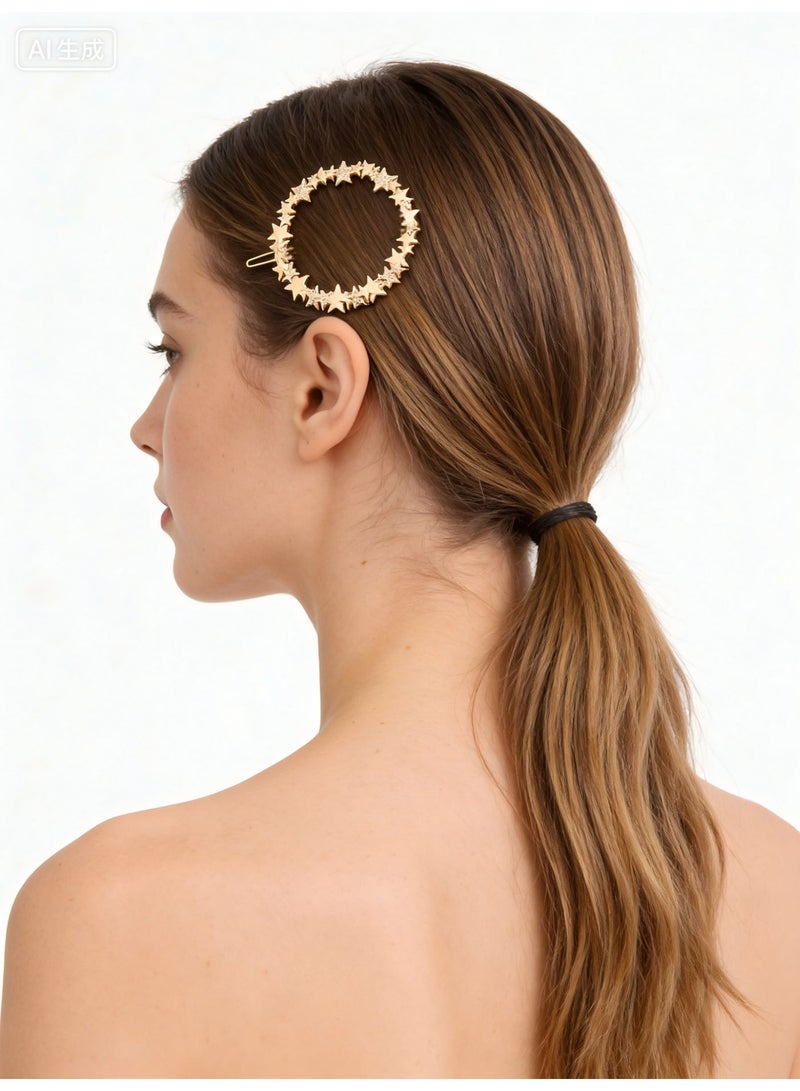 2 Pcs Minimalist Hair Clip For Women And Girls, Newly designed Geometric Metal Hair Clip Bobby Pin Ponytail Holder Hair Accessories(Gold & Silver) - Image 2