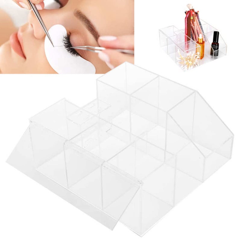 Sisiter Eyelash Beauty Organizer Acrylic Eyelash Grafting Tool Storage Beauty Tool W/Tweezers Holder Display Boxes For Home Eyelash Salon (Transparent) - Image 4