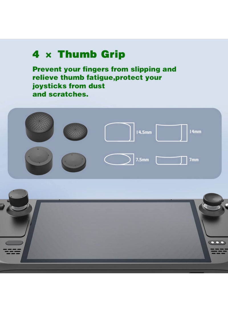 لإكسسوارات Steam Deck - مجموعة الحماية الكاملة تشمل ملصق لوحة اللمس، أغطية السيليكون للأزرار، موصل على شكل حرف L، وملصقات أزرار الظهر لتعزيز تجربة الألعاب. - Image 4
