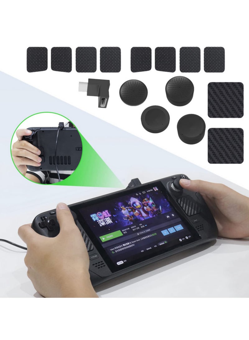 لإكسسوارات Steam Deck - مجموعة الحماية الكاملة تشمل ملصق لوحة اللمس، أغطية السيليكون للأزرار، موصل على شكل حرف L، وملصقات أزرار الظهر لتعزيز تجربة الألعاب. - Image 5