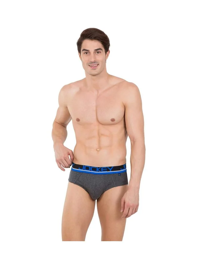 JOCKEY Jockey Men Cotton Briefs Pack of 1 FP01 Charcoal Melange Large Charcoal Melange and Rich Royal Blue L