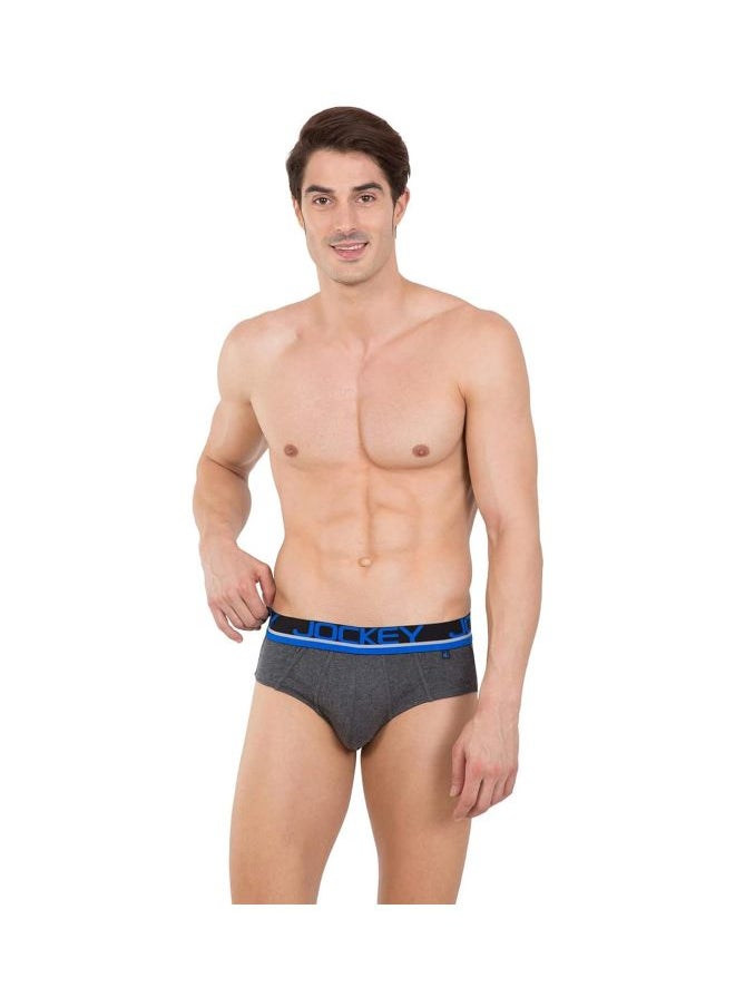 JOCKEY - Jockey Men Cotton Briefs Pack of 1 FP01 Charcoal Melange Large Charcoal Melange and Rich Royal Blue L - Image 1