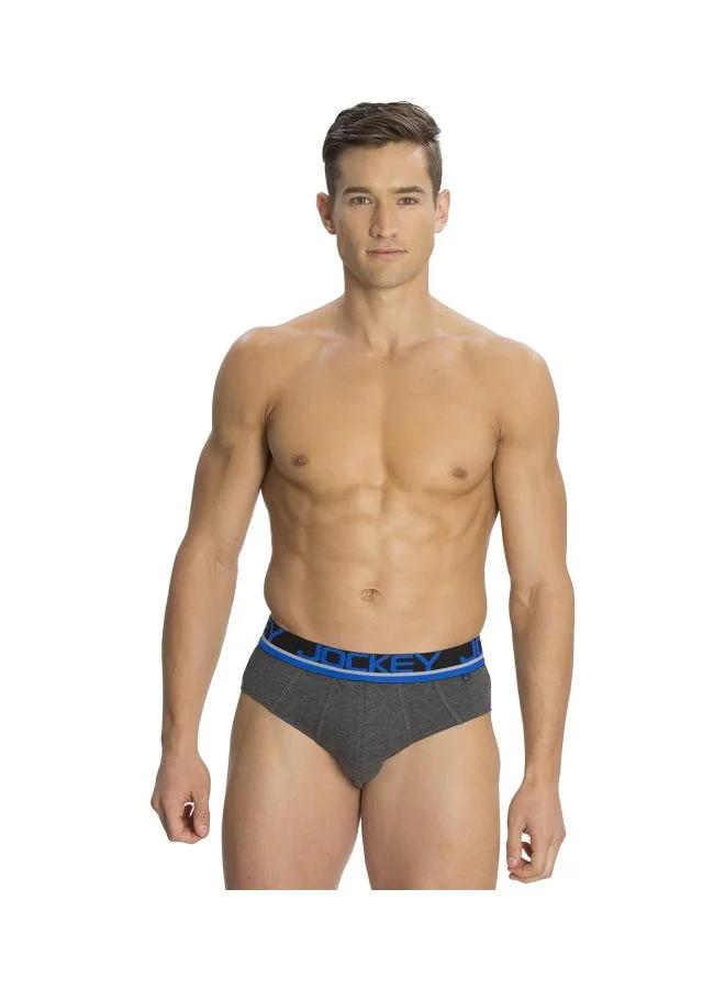 JOCKEY Jockey Men Cotton Briefs Pack of 1 FP01 Charcoal Melange Large Charcoal Melange and Rich Royal Blue L