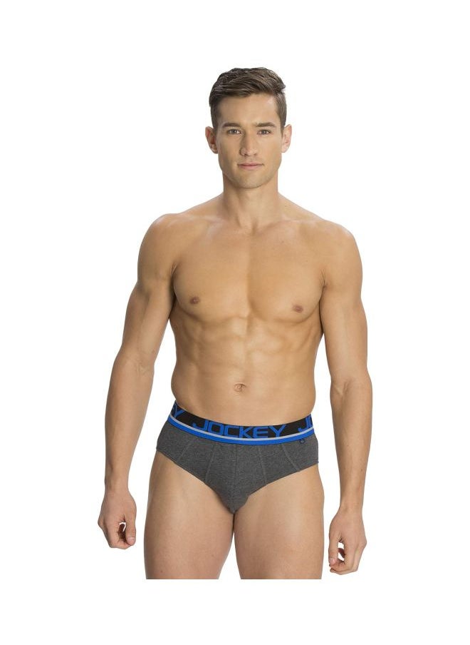 JOCKEY - Jockey Men Cotton Briefs Pack of 1 FP01 Charcoal Melange Large Charcoal Melange and Rich Royal Blue L - Image 1
