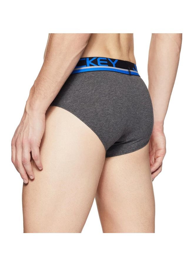 JOCKEY - Jockey Men Cotton Briefs Pack of 1 FP01 Charcoal Melange Large Charcoal Melange and Rich Royal Blue L - Image 1
