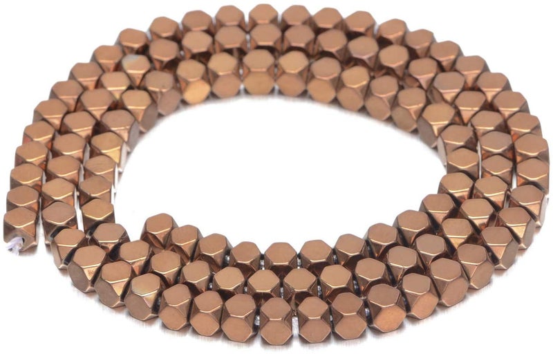 AD Beads Natural Hematite Gemstone Faceted Square Cube Loose Beads 16 6x6mm Metallic Copper - Image 3