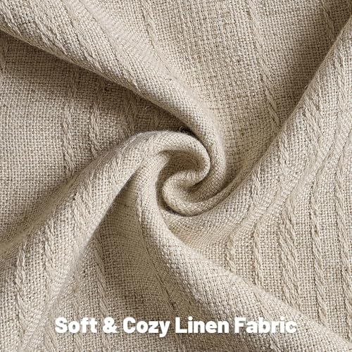 FUTEI Oatmeal Decorative Throw Pillow Covers 18x18 Inch Set of 2Soft Linen Striped Texture Cushion CaseFarmhouse Home Decor for Couch Bed Living Room - Image 3