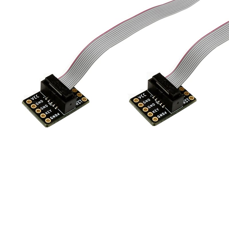 Treedix 2pcs JTAG Breakout Board Adapter Converter SWD Breakout Jtag Debug Board with 2 Row 1.27mm Pitch 10pins Female to Female IDC Connector Flat Flexible Gray Ribbon Jumper Cable 200mm for J-Link - Image 1