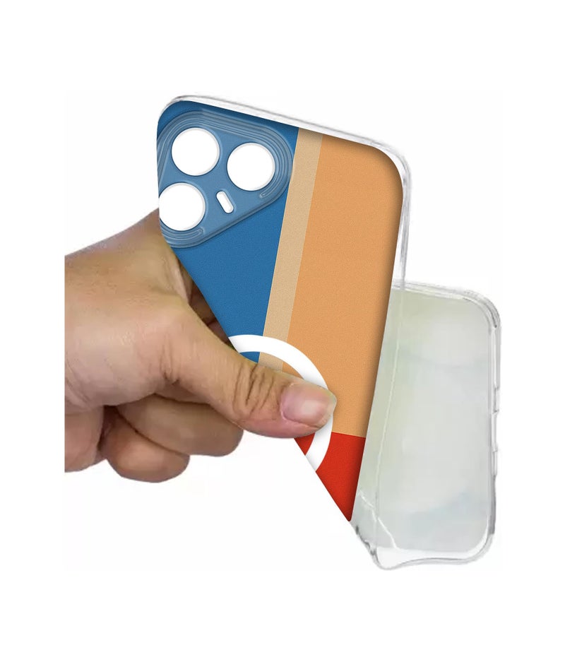 Casotec Case Cover for Tecno Pova 7 Pro 5G Color Block Minimal MagSafe Ring Design (Not MagSafe Compatible) | UV Printed Soft TPU Shockproof Back Case for Tecno Pova 7 Pro 5G - Image 4