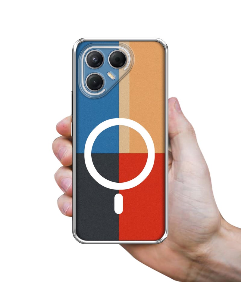 Casotec Case Cover for Tecno Pova 7 Pro 5G Color Block Minimal MagSafe Ring Design (Not MagSafe Compatible) | UV Printed Soft TPU Shockproof Back Case for Tecno Pova 7 Pro 5G - Image 3