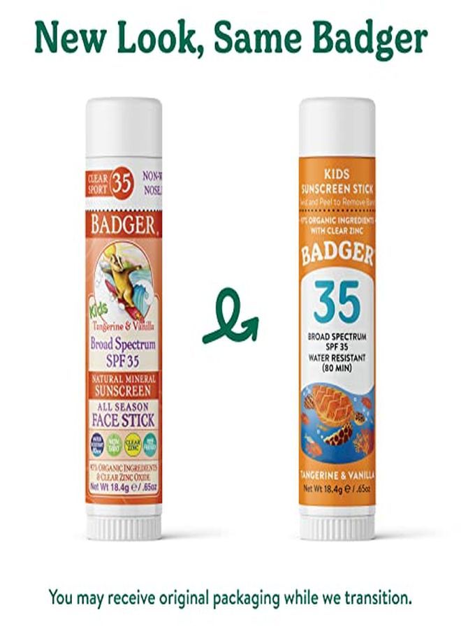 Badger كريم الوقاية من أشعة الشمس للأطفال بعامل حماية من أشعة الشمس 35 من ReefFriendly BroadSpectrum WaterResistant للأطفال مع أكسيد الزنك بنكهة اليوسفي والفانيليا، 0.65 أونصة - Image 3