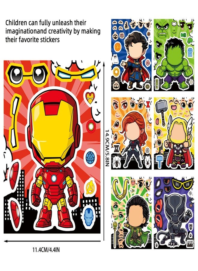 PWSTY 24 Sheets Make Your Own Superhero Stickers for Kids, Make a Face Sticker, Classroom Rewards, Art Craft Party Supplies for Laptop Water Bottle Phone Cace (Superhero) - Image 4