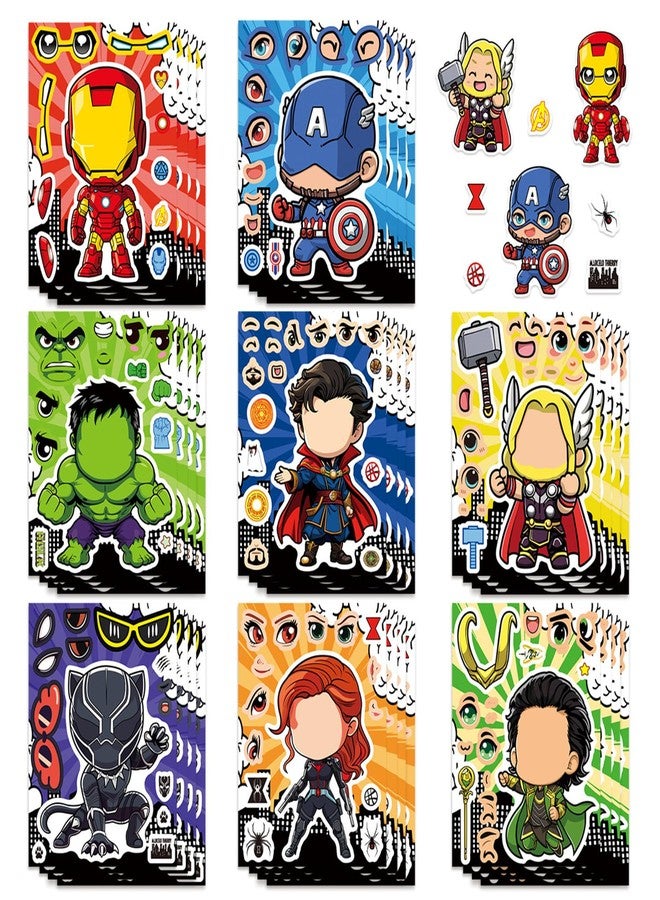 PWSTY 24 Sheets Make Your Own Superhero Stickers for Kids, Make a Face Sticker, Classroom Rewards, Art Craft Party Supplies for Laptop Water Bottle Phone Cace (Superhero) - Image 1