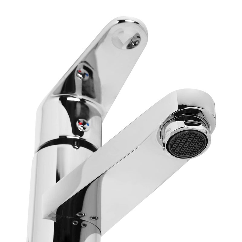 Hindware F440014CP Cora Single Lever Hot and Cold Water Basin Mixer - Tall, Brass with Chrome Finish - Image 4