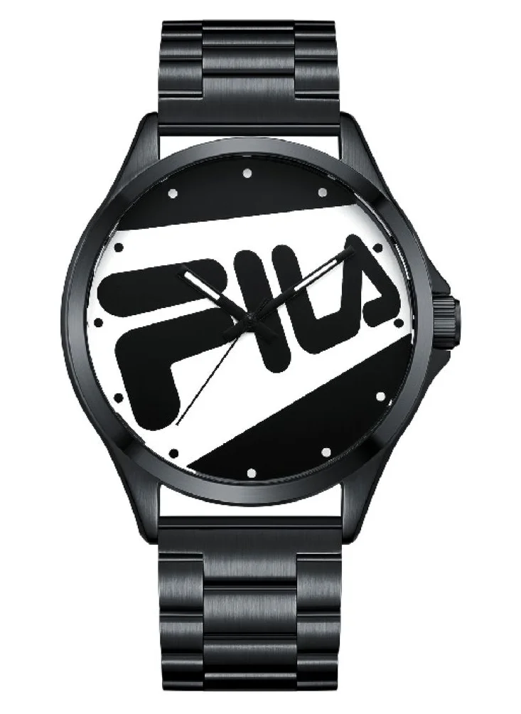 FILA Fila Unisex Stainless Steel Analog Watch Black Dial Stainless Steel Bracelet , 38-865-004, size 45mm