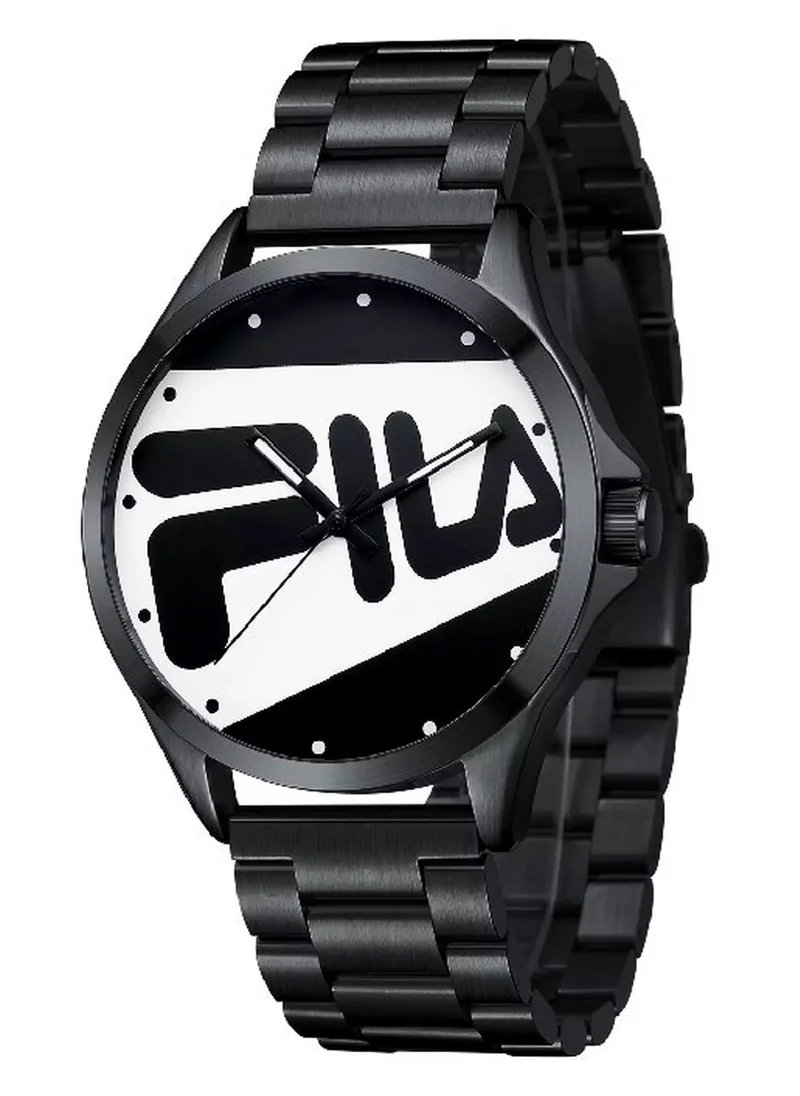 FILA Fila Unisex Stainless Steel Analog Watch Black Dial Stainless Steel Bracelet , 38-865-004, size 45mm