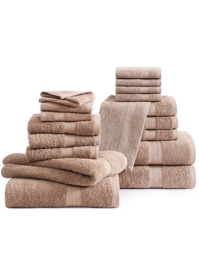 LANE LINEN LANE LINEN 100% Cotton Luxury Bathroom Towel Set - 18 Pieces - Ring Spun, Quick Dry, Super Soft & Abosrbent - 4 Bath, 8 Washcloths, 6 Hand Towels - Remains Fluffy Even After Multiple Washes - Taupe  - Image 2