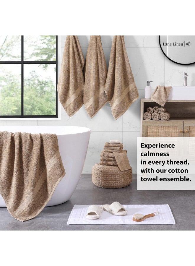 LANE LINEN LANE LINEN 100% Cotton Luxury Bathroom Towel Set - 18 Pieces - Ring Spun, Quick Dry, Super Soft & Abosrbent - 4 Bath, 8 Washcloths, 6 Hand Towels - Remains Fluffy Even After Multiple Washes - Taupe  - Image 3